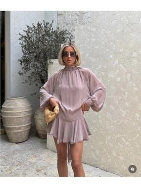 ZARA WOMAN FLOWY TIED SHORT DRESS 4772/249/748